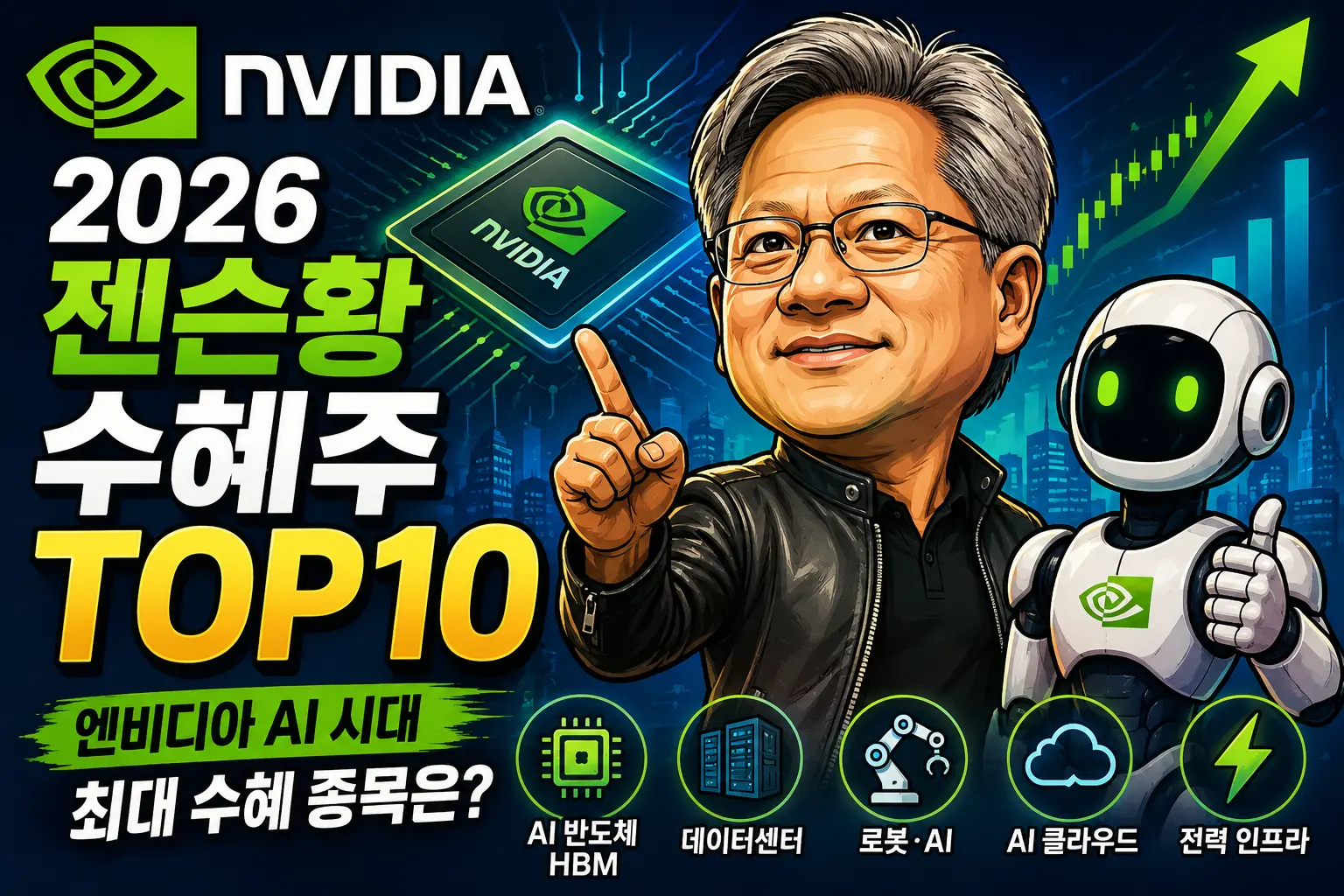 젠슨황 수혜주 추천 TOP10, 엔비디아 AI 반도체와 휴머노이드 로봇 관련 국내 수혜주