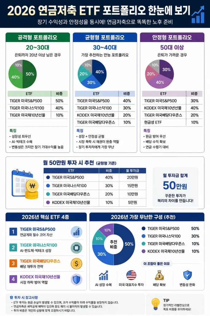 공격혁 포트폴리오, 균형형 포트폴리오, 안정형 포트폴리오 한눈에 보기
