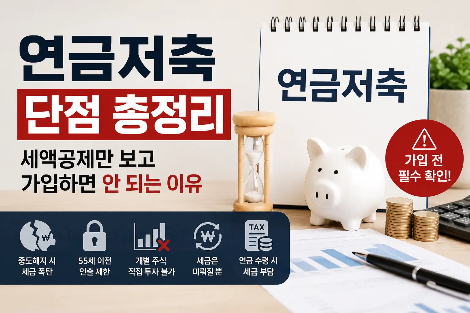 연금저축 단점과 세액공제 주의사항을 설명하는 대표 이미지