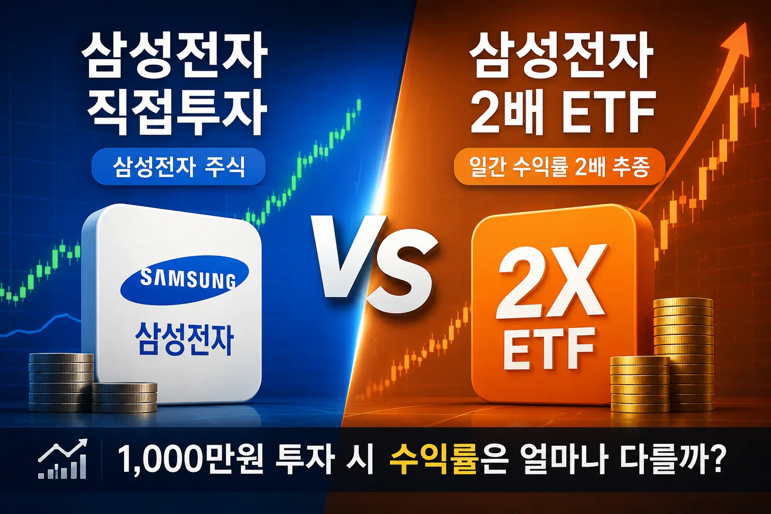 삼성전자 직접투자와 삼성전자 2배 ETF 수익률 비교
