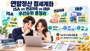 연말정산 절세계좌 ISA vs 연금저축 vs IRP 우선순위 비교 대표이미지